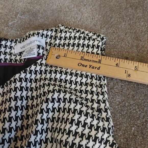 Liz Claiborne Size 4 Houndstooth Black White Dress Sleeveless Pockets Profession - Picture 10 of 14